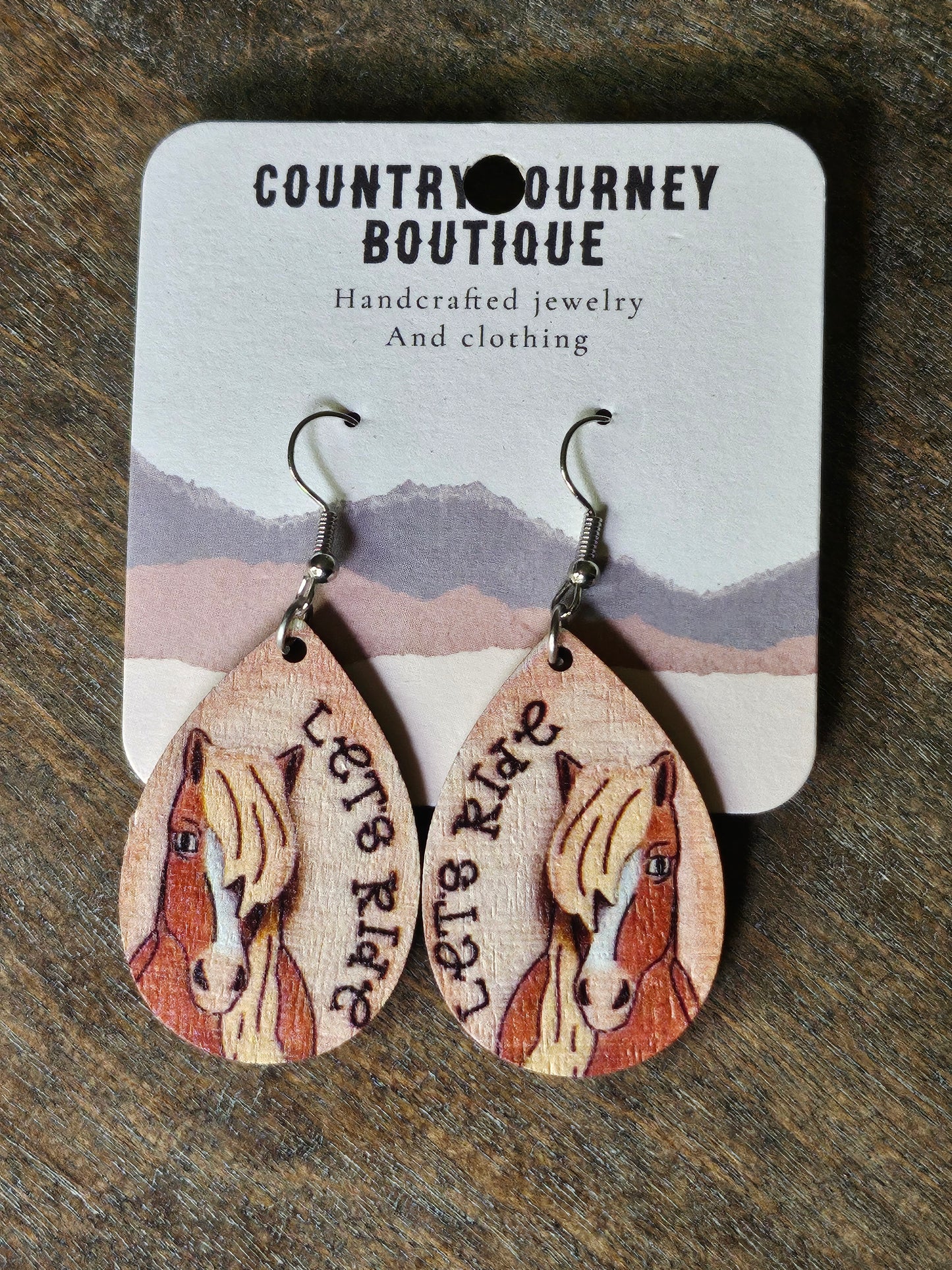 Western teardrop horse earrings