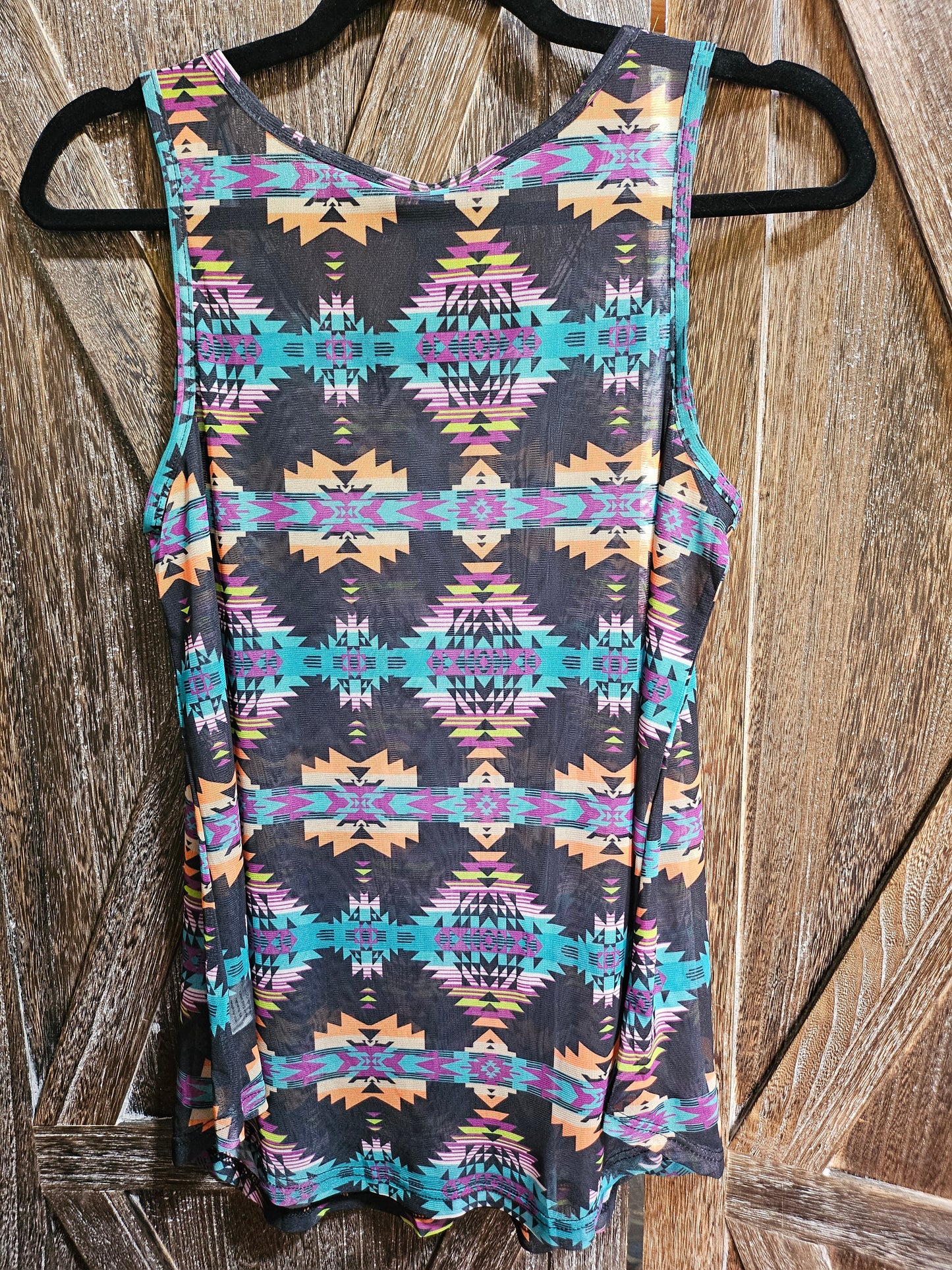 Women's Mesh Multicolor Aztec Tank Top