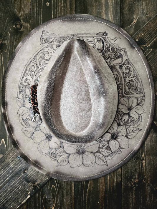 Fedora-Style Cowboy Hat Hand Burned With Gun and Lilly's