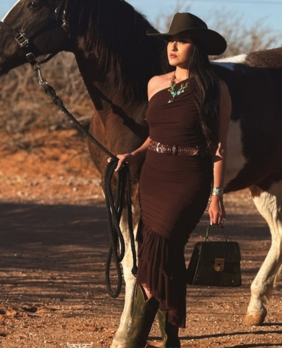 Black Dress With One Shoulder, Wrapped Rouching
