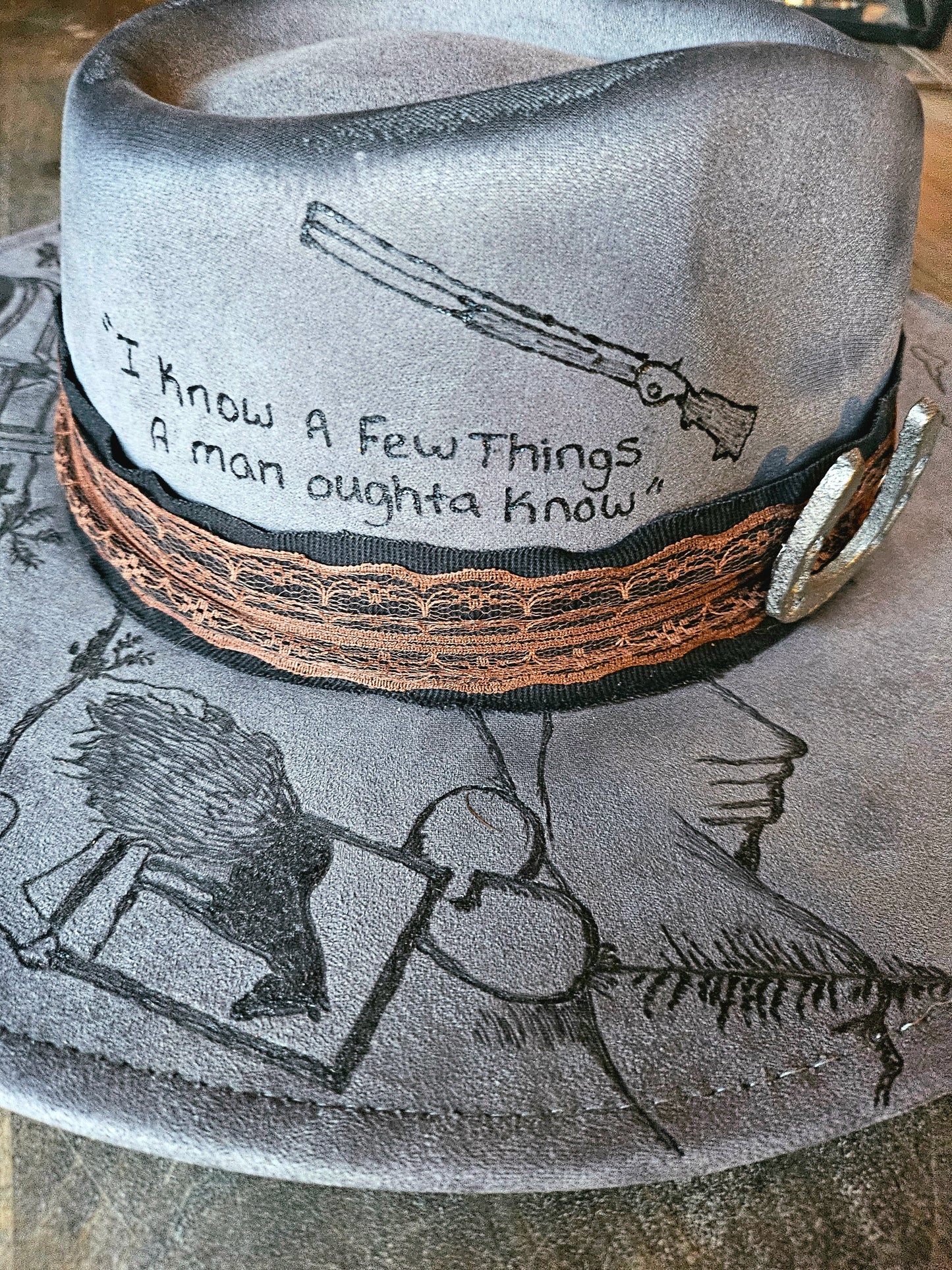 Fedora-Style Cowboy Hat Hand Burned Inspired By Lainey Wilson