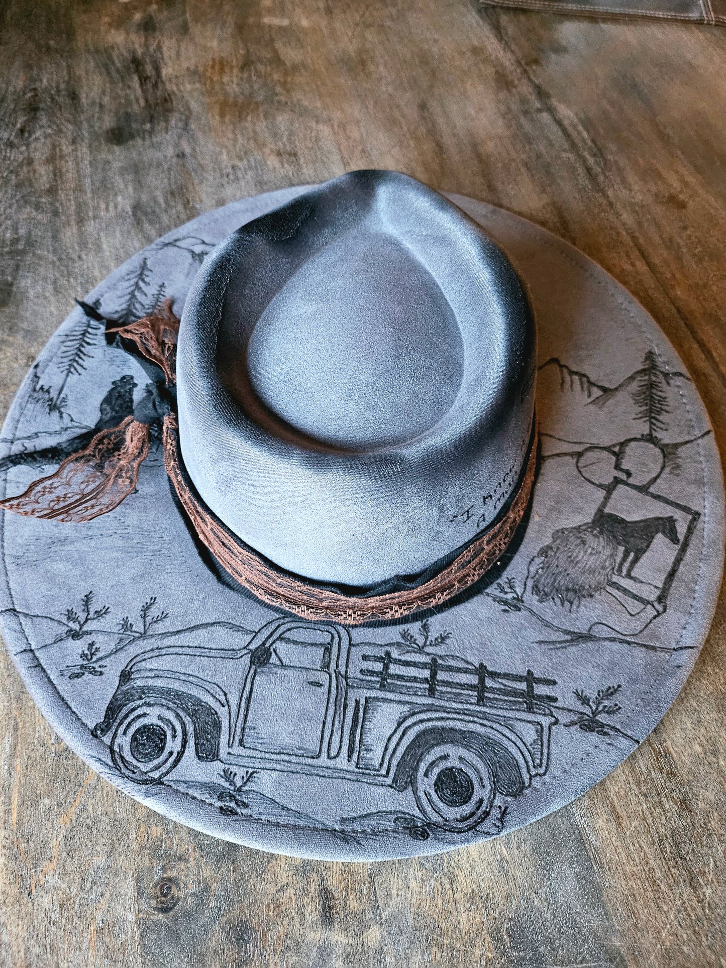 Fedora-Style Cowboy Hat Hand Burned Inspired By Lainey Wilson