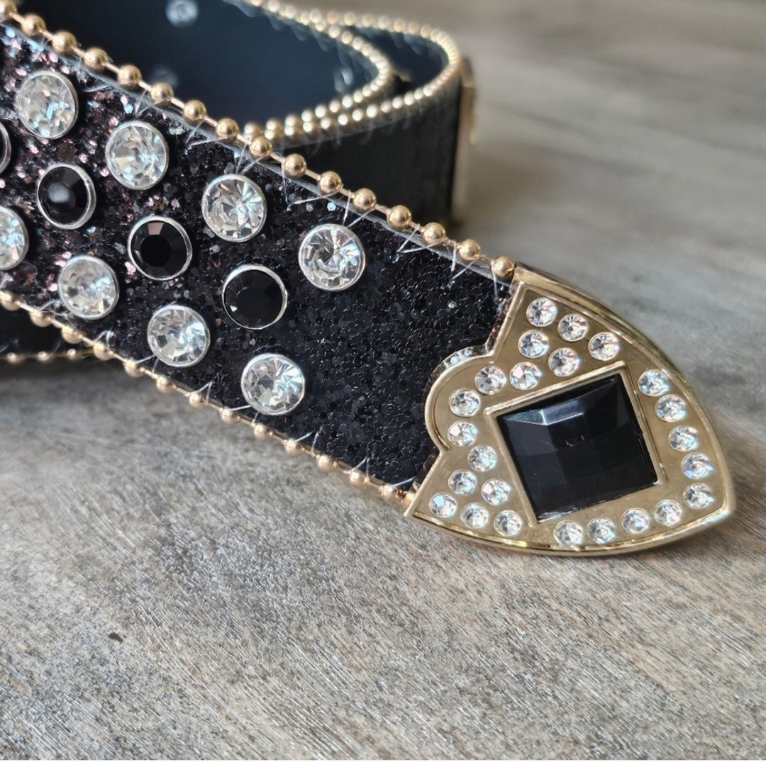 Black western rhinestone concho belt