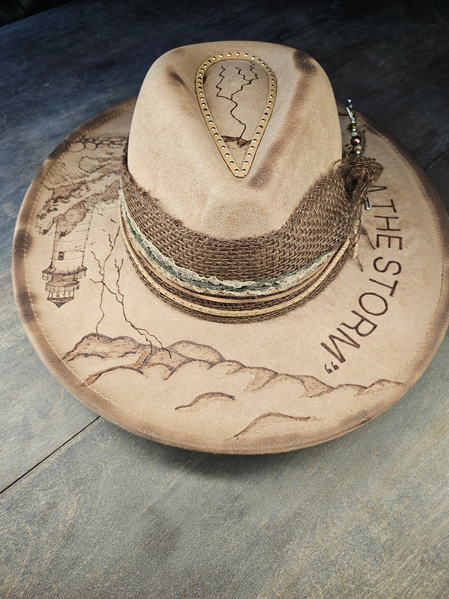 Fedora-Style Cowboy Hat Hand Burned With "I am the storm"