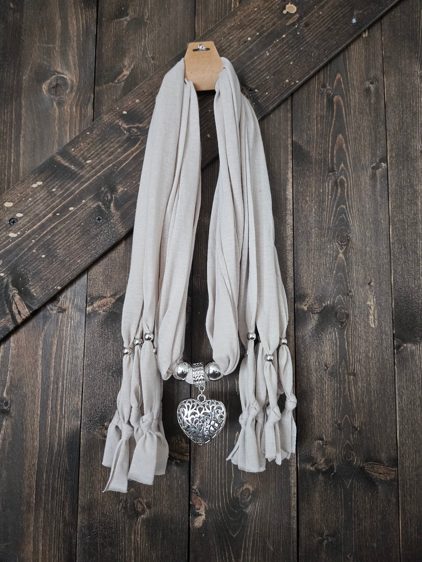 Silver pendant wrap scarf