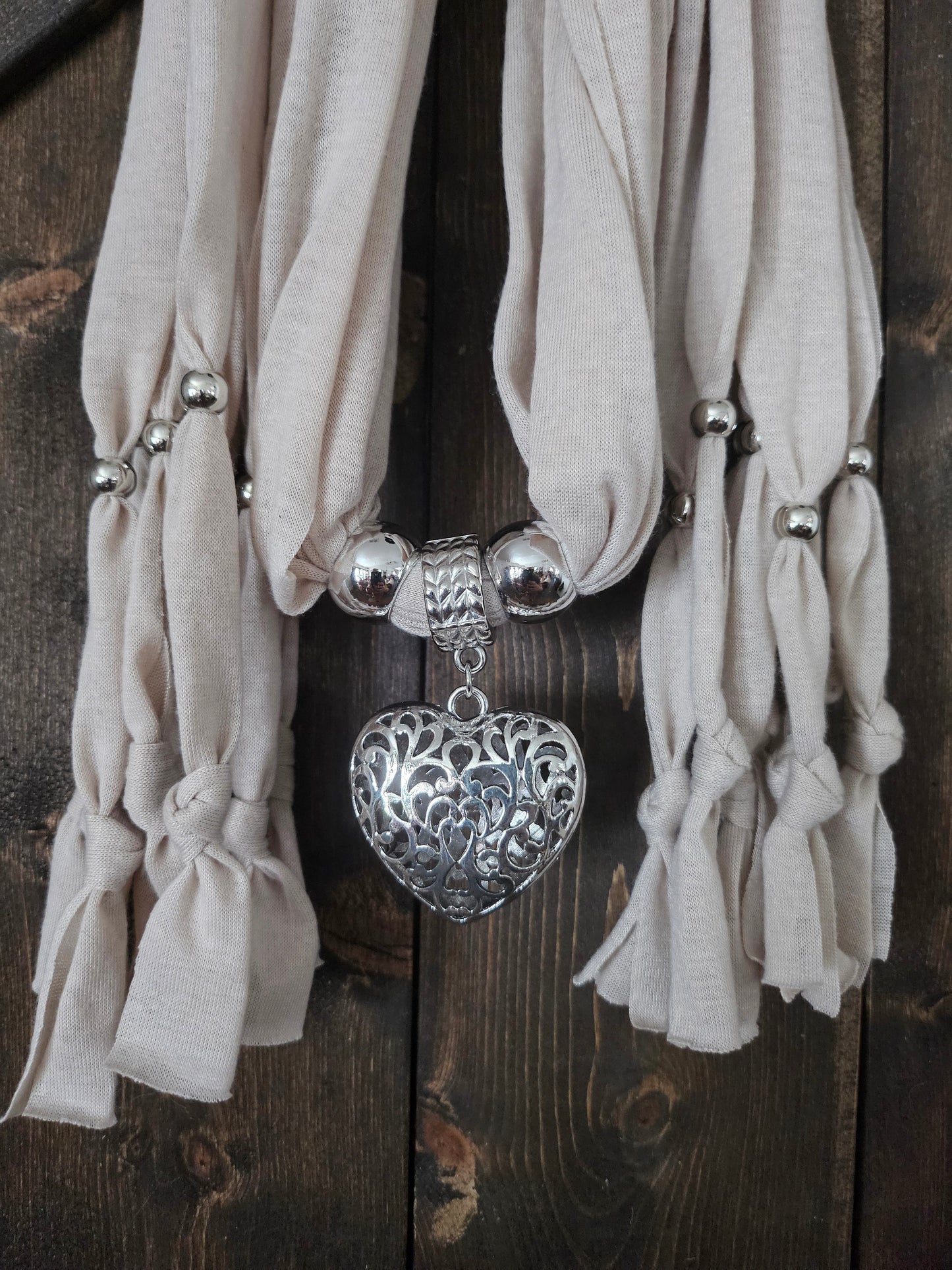 Silver pendant wrap scarf