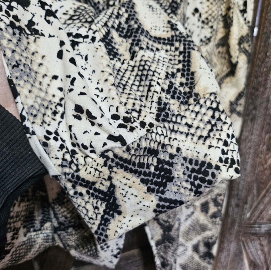 Ivory Snake Print Joggers With Pockets