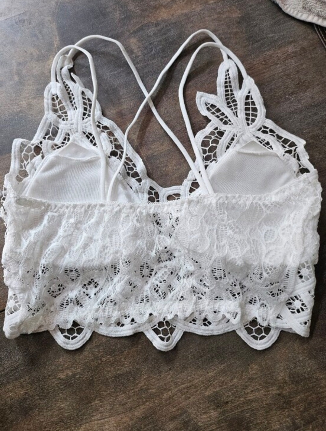 White lace bralette with padding