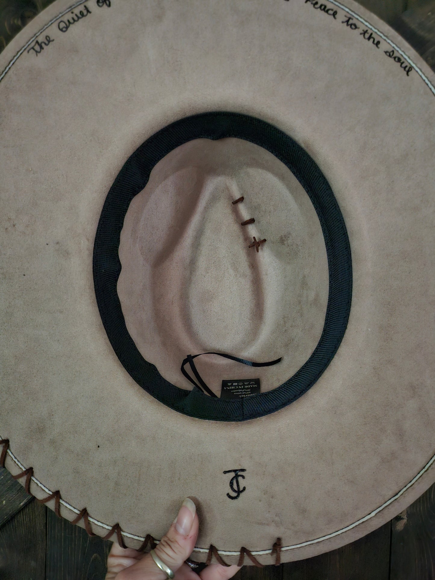 Fedora-Style Cowboy Hat Hand Burned With Genuine Leather