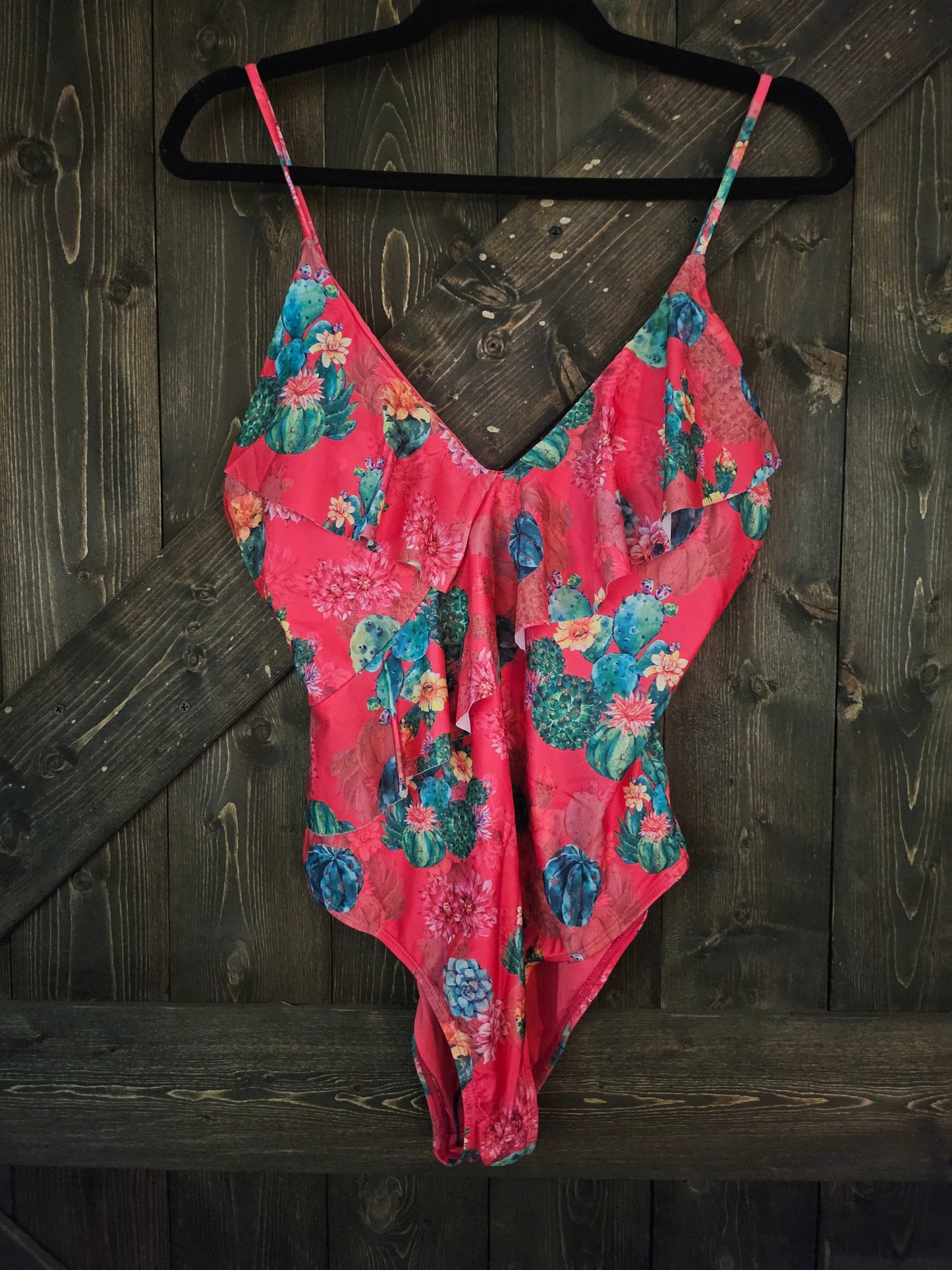 Pink Cactus Ruffled Swimsuit