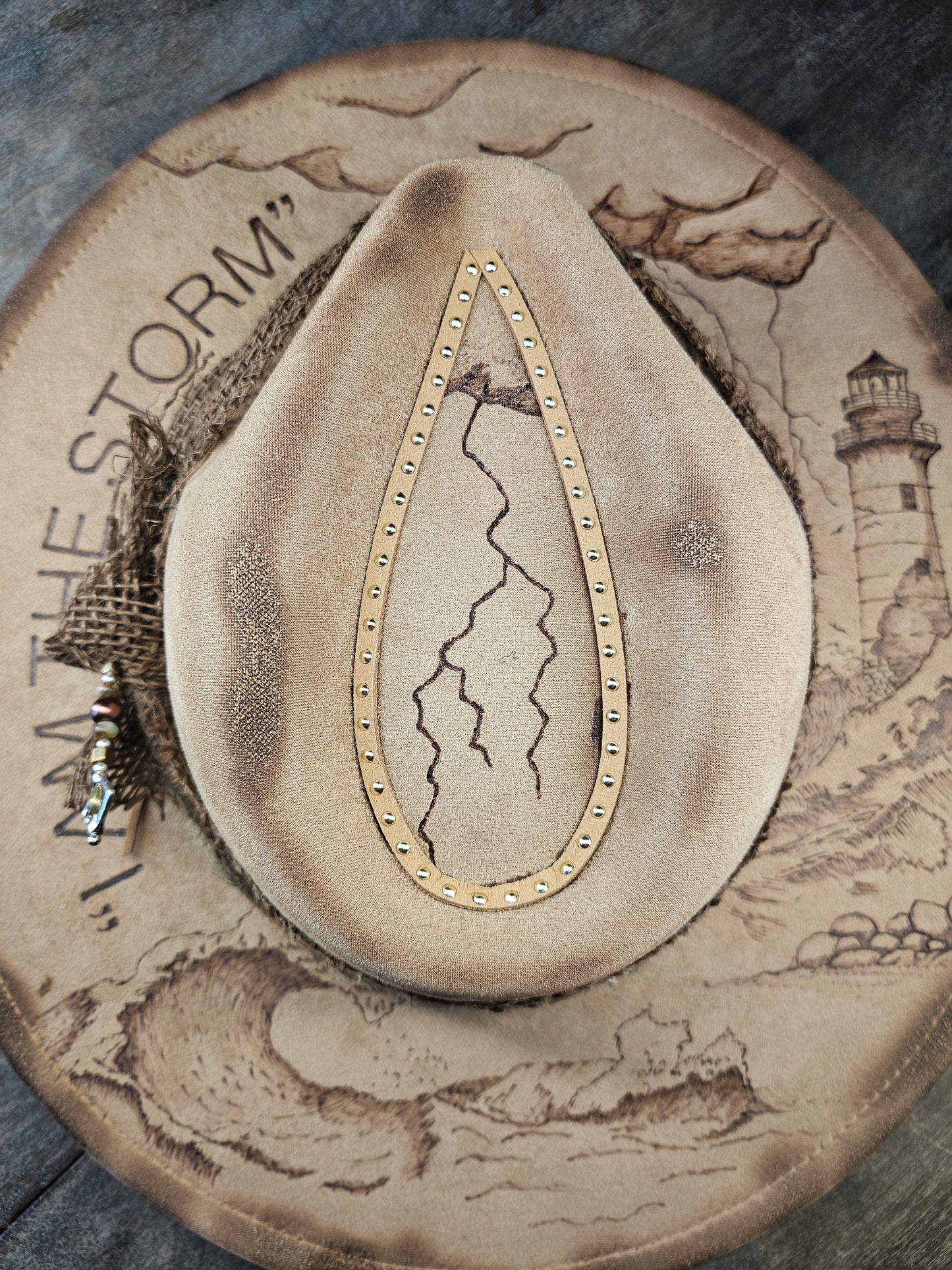 Fedora-Style Cowboy Hat Hand Burned With "I am the storm"