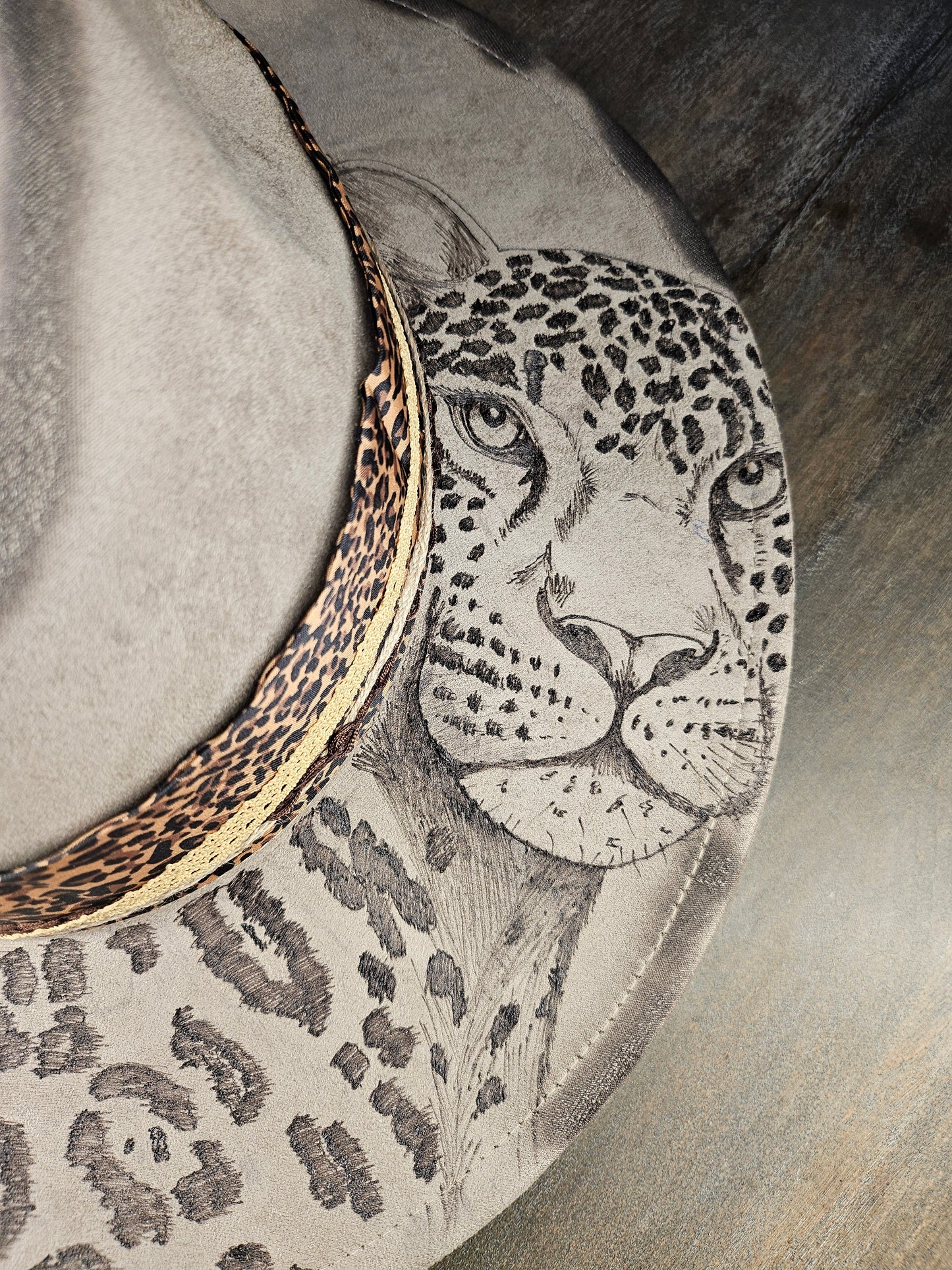 Fedora-Style Cowboy Hat Hand Burned With Leopard