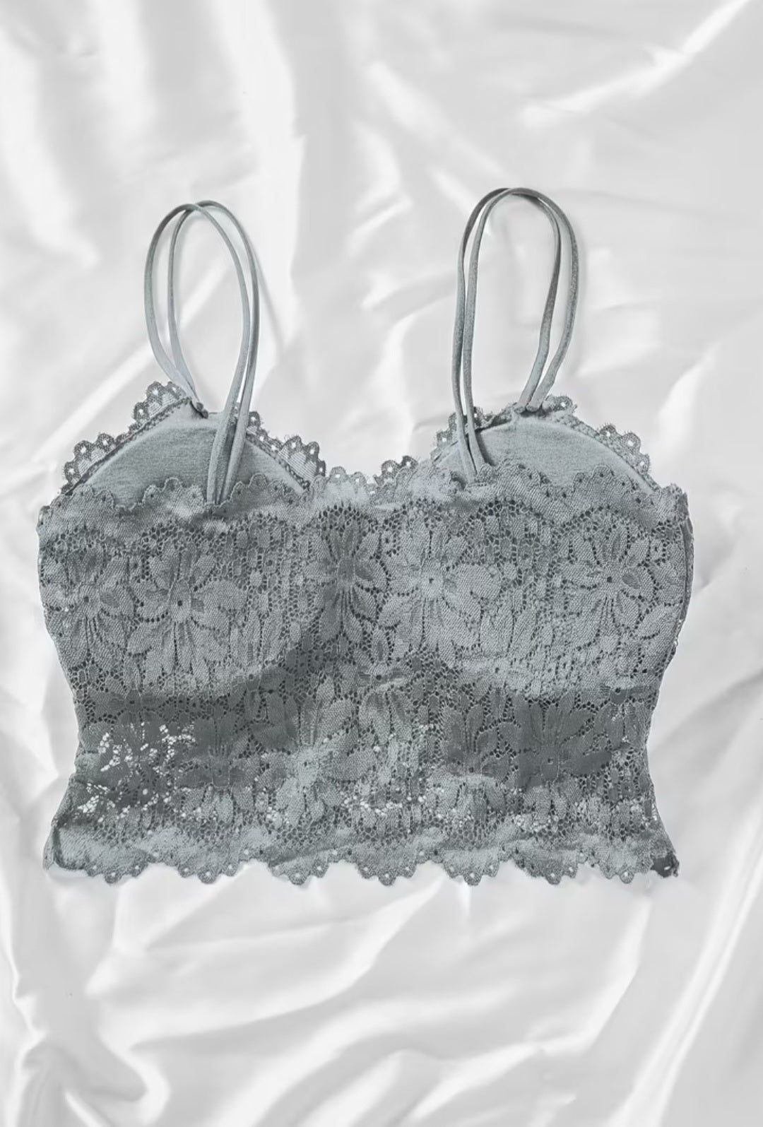 Grey Lace Bralette With Padding