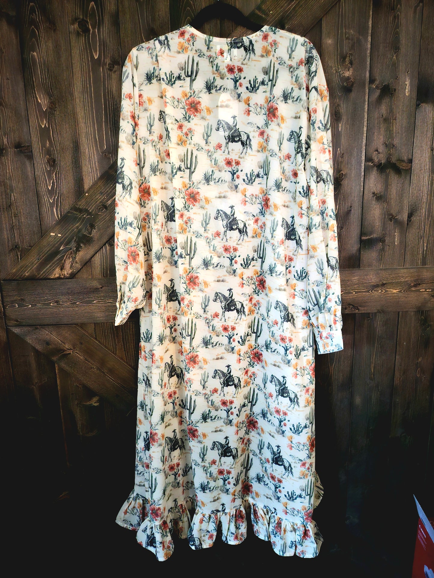 Floral Cowboy Ruffle Kimono Duster