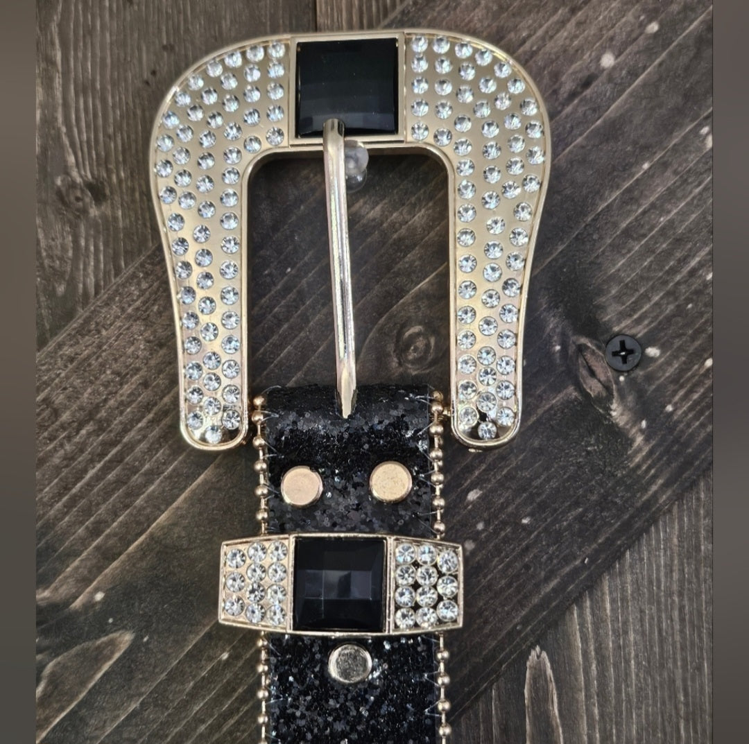Black western rhinestone concho belt