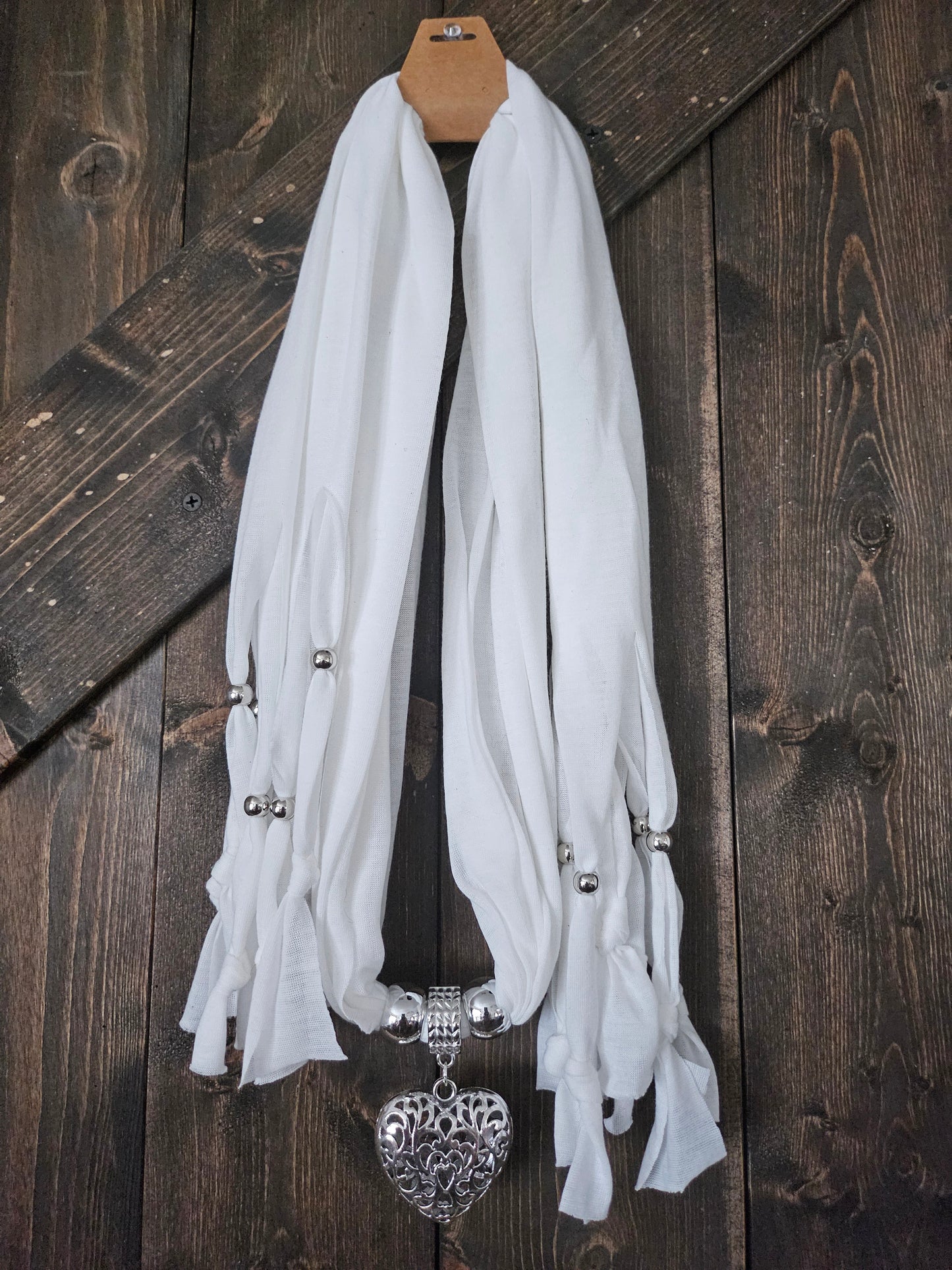 Silver pendant wrap scarf