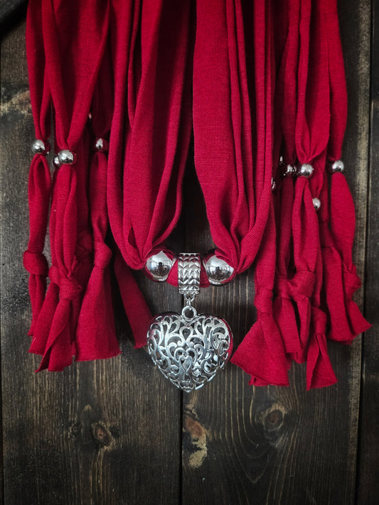Silver pendant wrap scarf