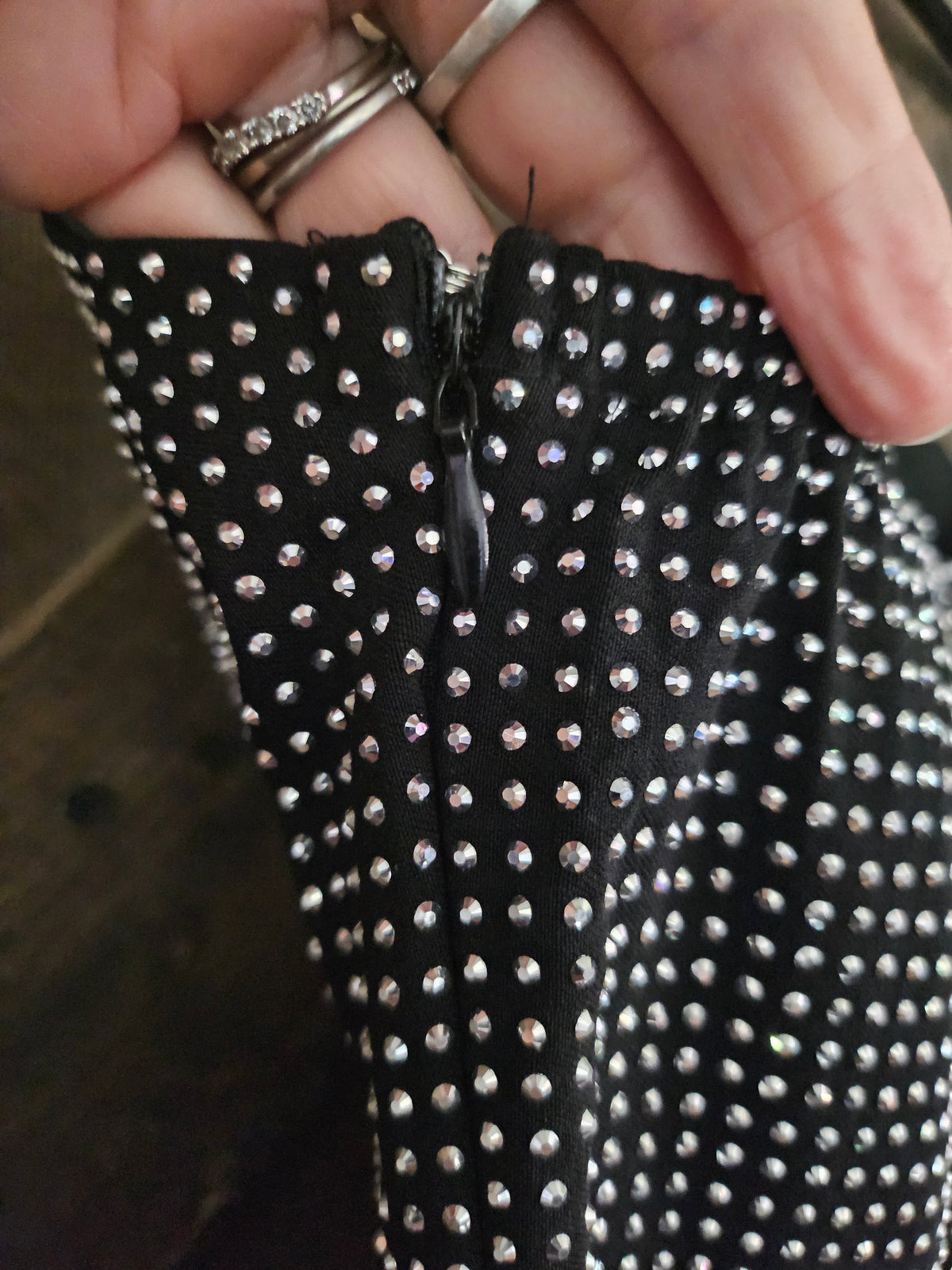 Black Rhinestone Strapless Dress