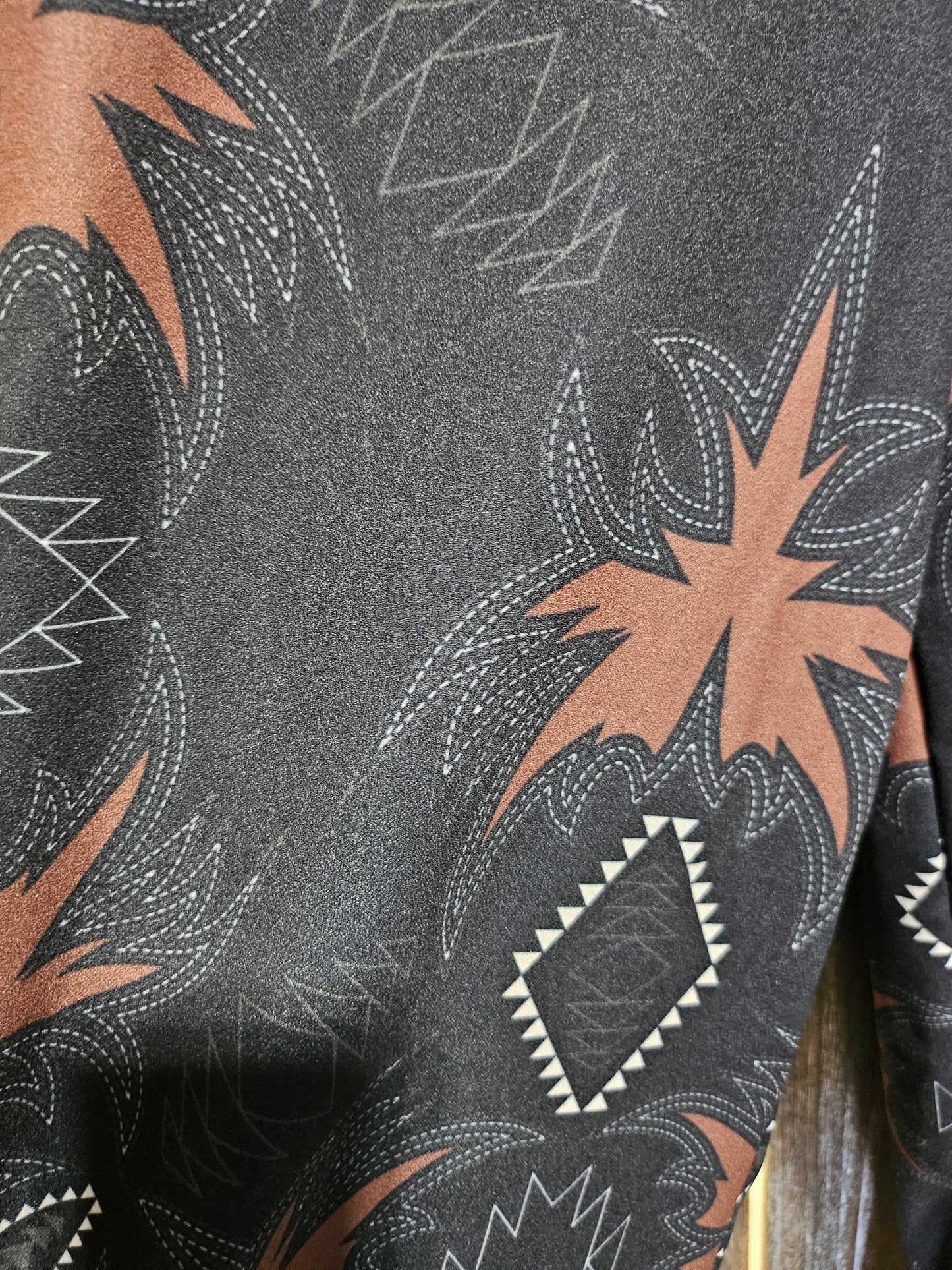 Black Aztec Boot Stitch Printed Trouser Pants