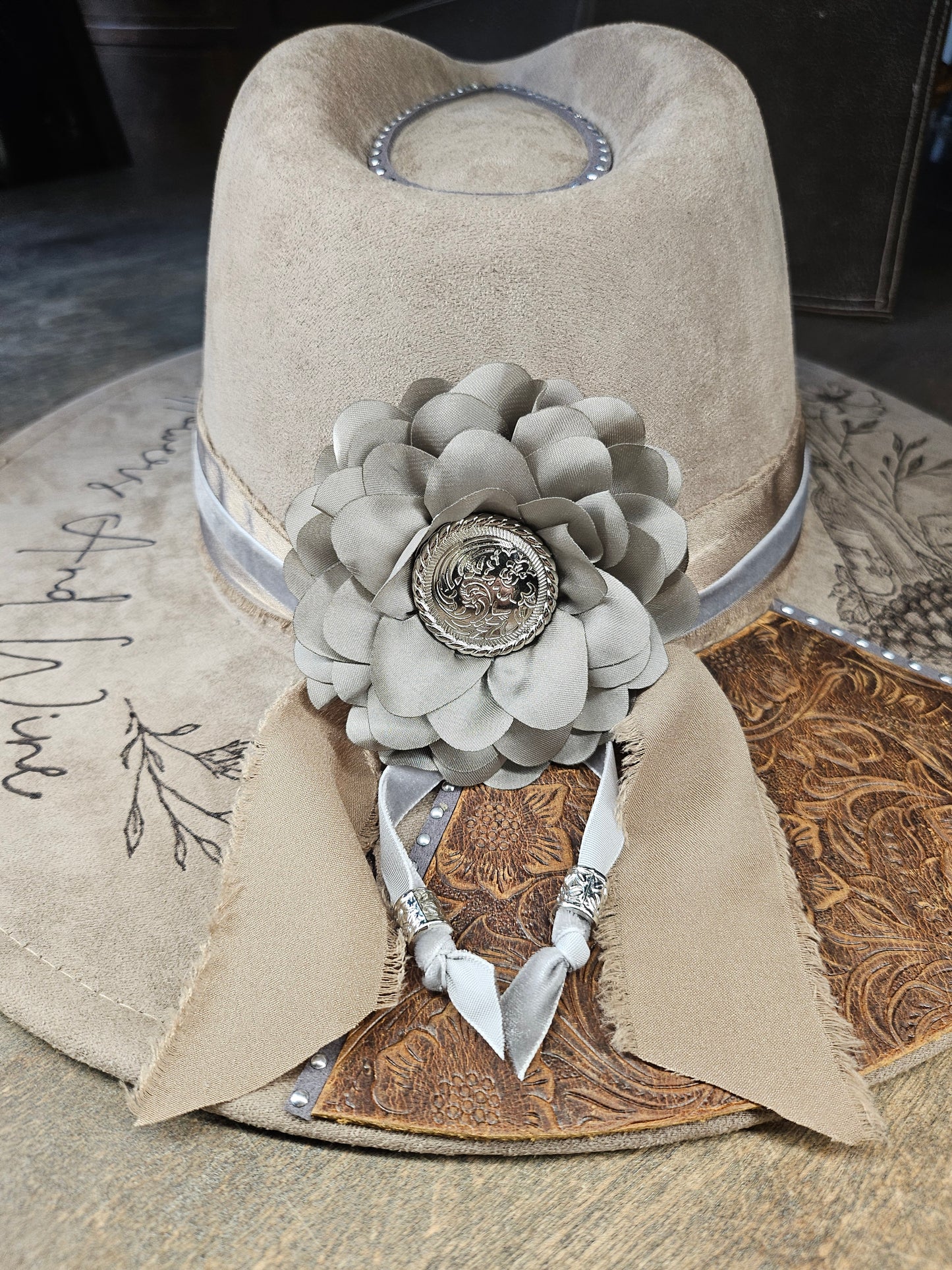Fedora-style Cowboy Hat Hand Burned 
Inspired by Jessie Murph, Hand Burned