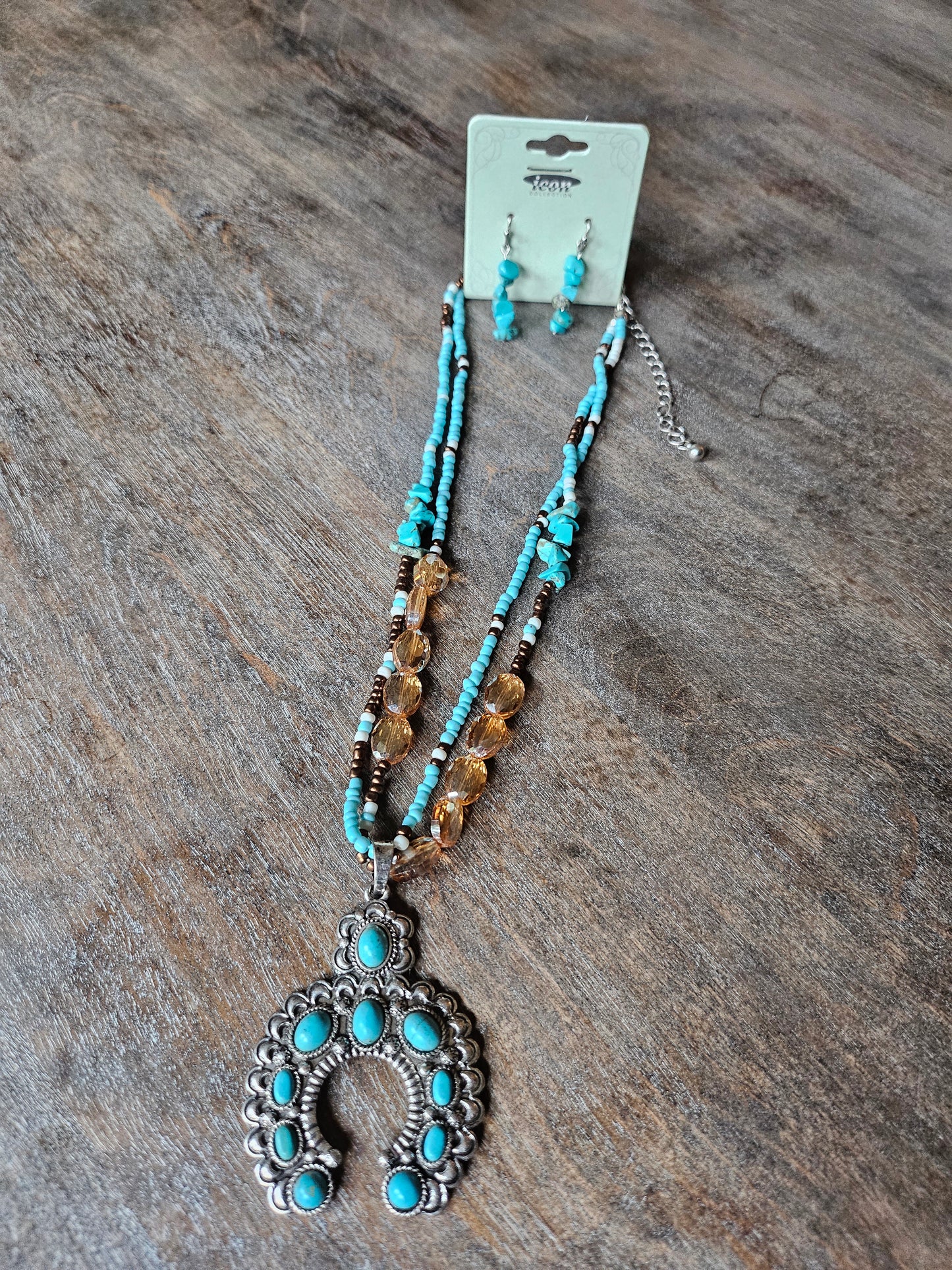 Squash blossom beaded necklace set.