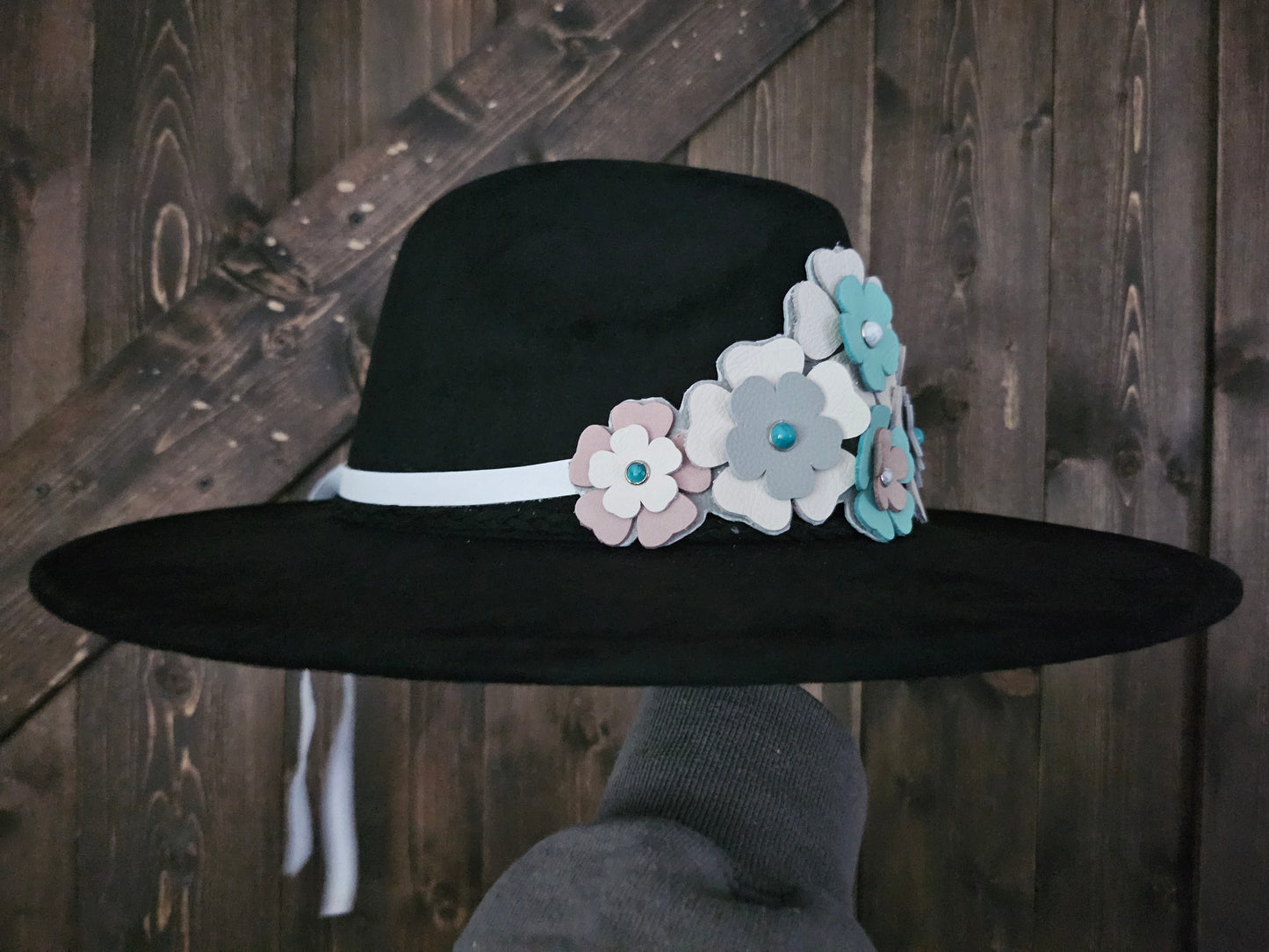 Leather hatband.