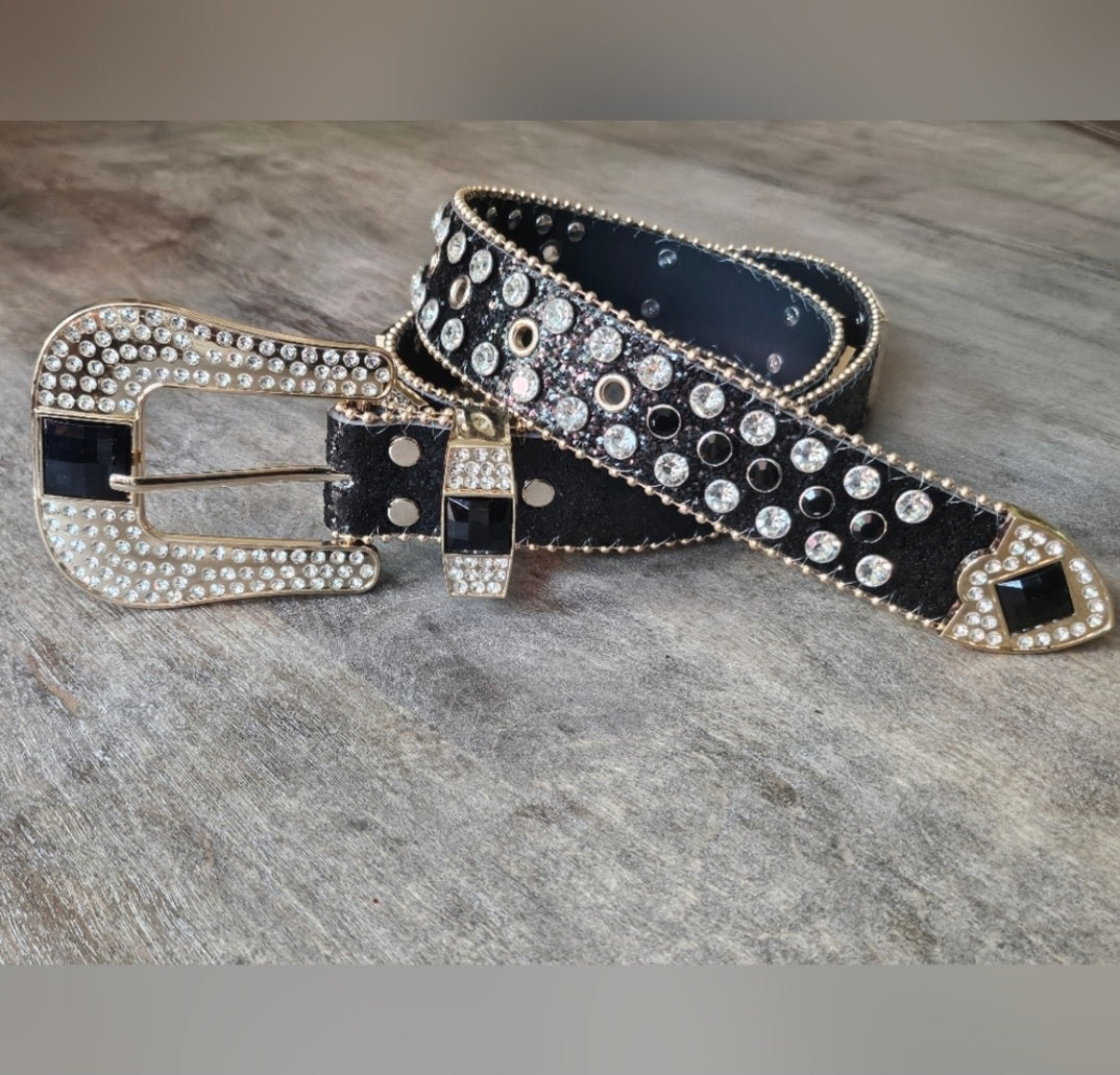 Black western rhinestone concho belt